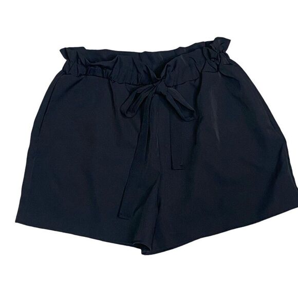 BiBi Black Dres Shorts Paper Bag Waist Size Medium - Picture 1 of 5